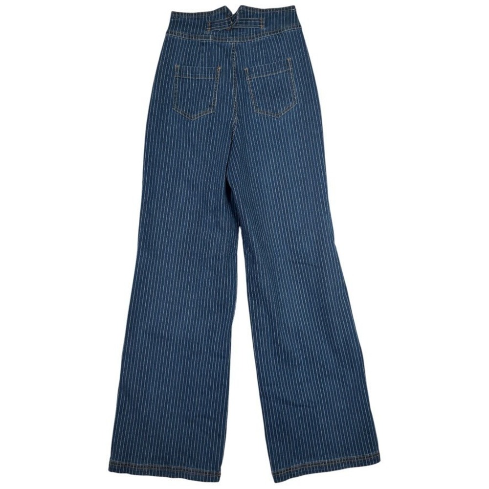 House of Harlow 1960 Pinstripe Denim Vest Wide Leg Pants Set Size 2 - Picture 5 of 10